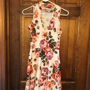 Floral print choker dress